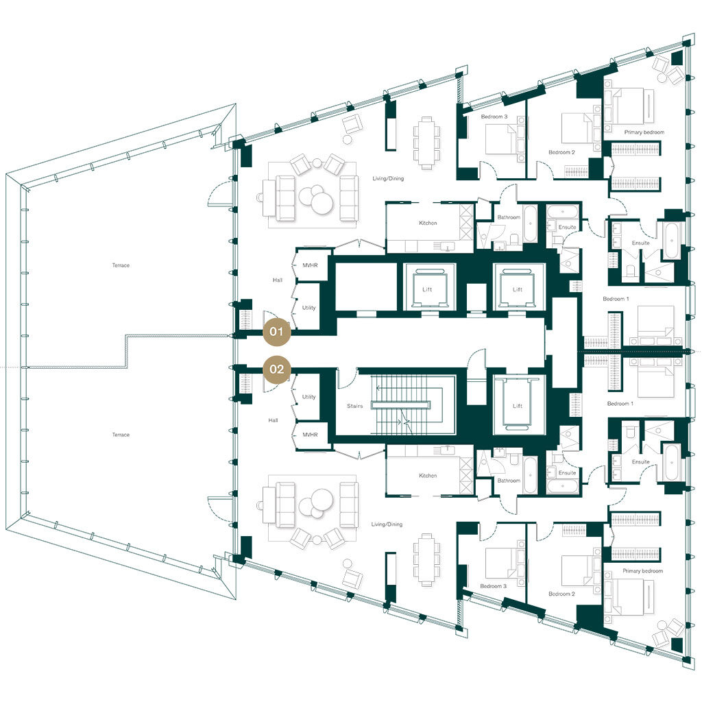 Example apartment floorplan at Thames City