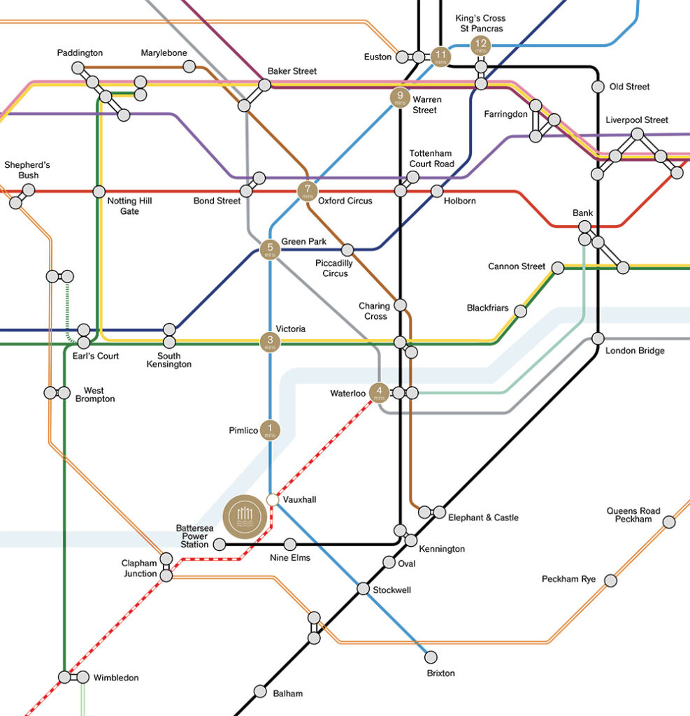 Thames City access map of the underground system